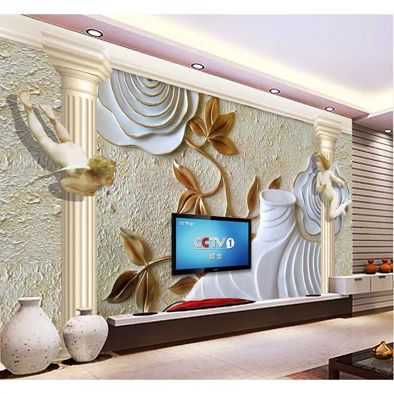 

2016 HD European Wallpaper Custom Murai Non-woven Wallpaper 3D Relief Angles Garden Home Decor For Background Picture Paper #61
