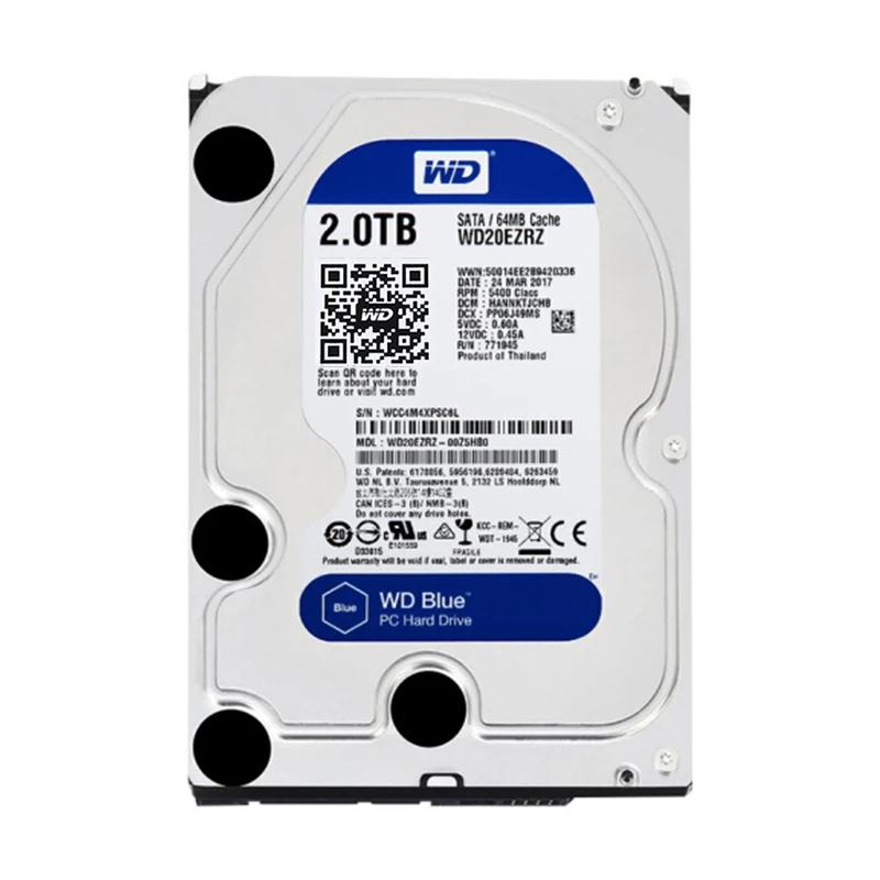 

Western Digital WD Blue WD20EZRZ 2TB hdd SATA 3.5 inch hard disk drive Internal HDD desktop SATA 64MB Cache For compute