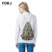 FORUDESIGNS Cut Pug Dog Prints Kawaii Drawstring Bags for Teenager Girls Women Backpack College Students Drawstring Storage Bag