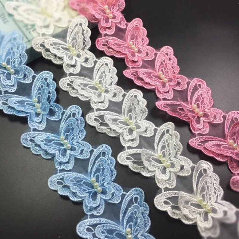 Butterfly Flower Soluble Organza Lace Trim Knitting Wedding Embroidered