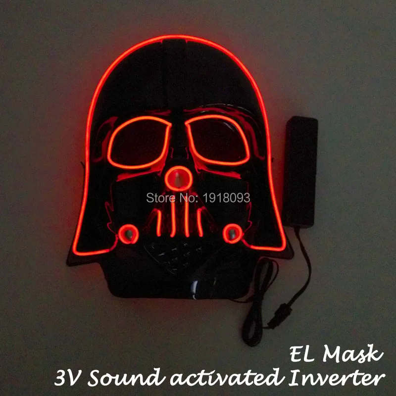 

Hot EL Wire Cold Neon Mask 10Colors Choice Glowing Mask Star Wars Black Warrior Film Theme Holiday Lighting Mask