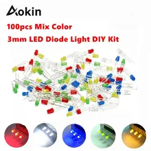 3mm Licht Diode DIY Kit Weiß Gelb Rot Blau Grün Runde Wasser Klar Top LED Licht Emittierende Dioden Lampe lampen(China)