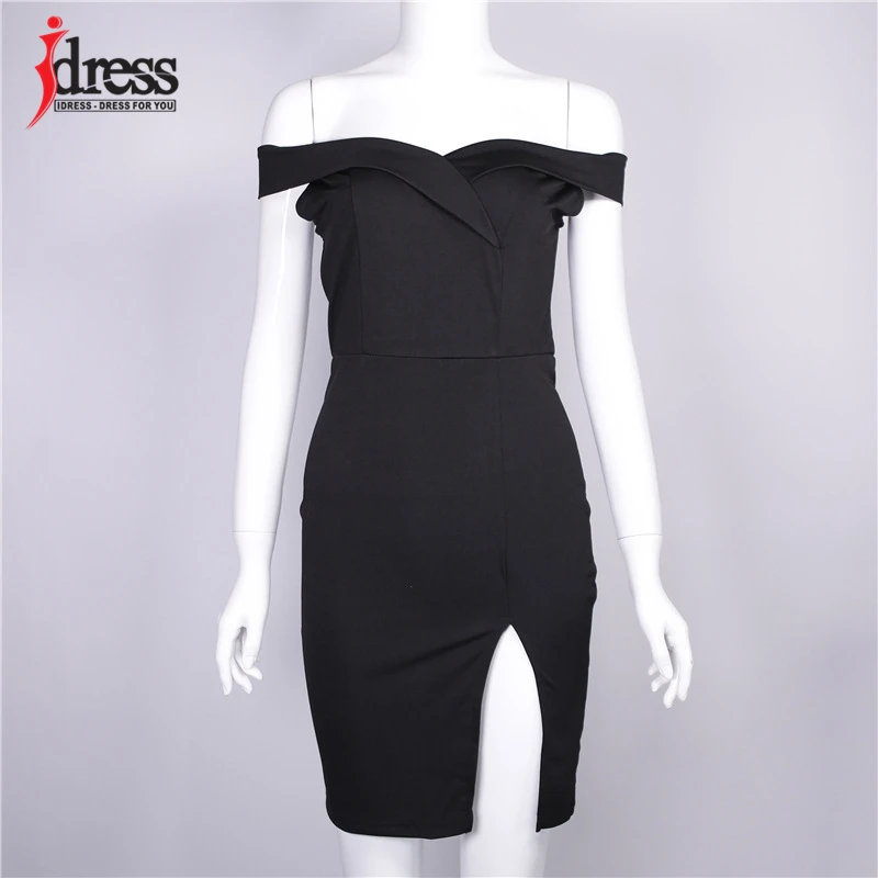 IDress Women Summer Dress 2019 Split Black Red Off Shoulder Backless Tunic Party Dress Sexy Robe Femme Bodycon Bandage Dress (7)