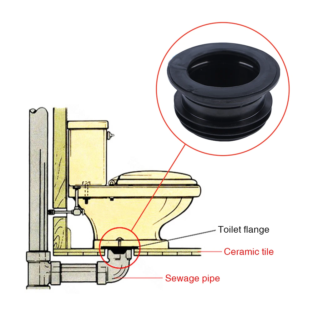 

Replacement Fitting Spill Easy Installation Bowl Toilet Flange Odor Resistant Donut Rubber Sealing Ring Anti Leakage Drain Pipe