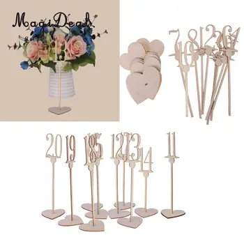 

MagiDeal Free Standing Wooden Table Numbers with Heart Base Wedding Decoration 1-20