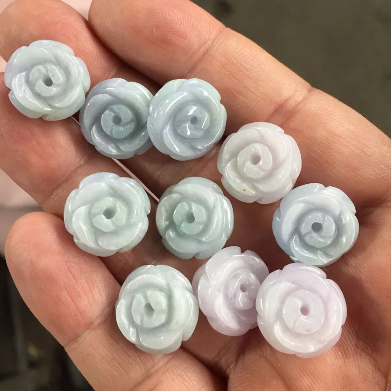 

wholesale Round beads Natural Lavender Light Green Type A Myanmar Jadeite Jade Fine DIY Ring or Earring Accessoriest For Women's