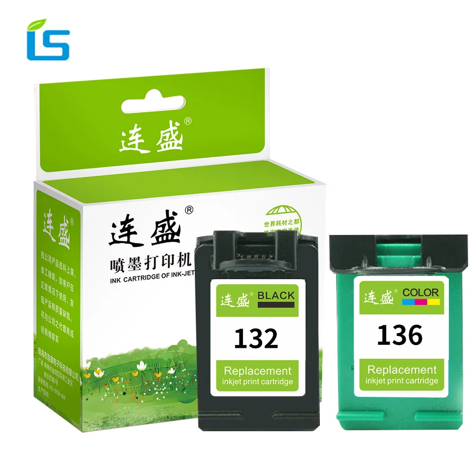

2Pcs/set 132 136 Remanufactured Ink Cartridge Compatible for HP Deskjet 5443 D4163 Photosmart c3183 2573 D5163 Officejet 6213
