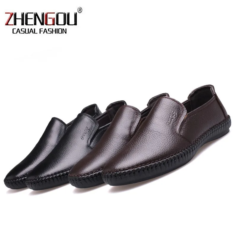 

ZHENGOU New Four seasons Fashion Man Split soft Comfortable Dress Sewing 8503 Metal Decoration men genuine Leather shoes