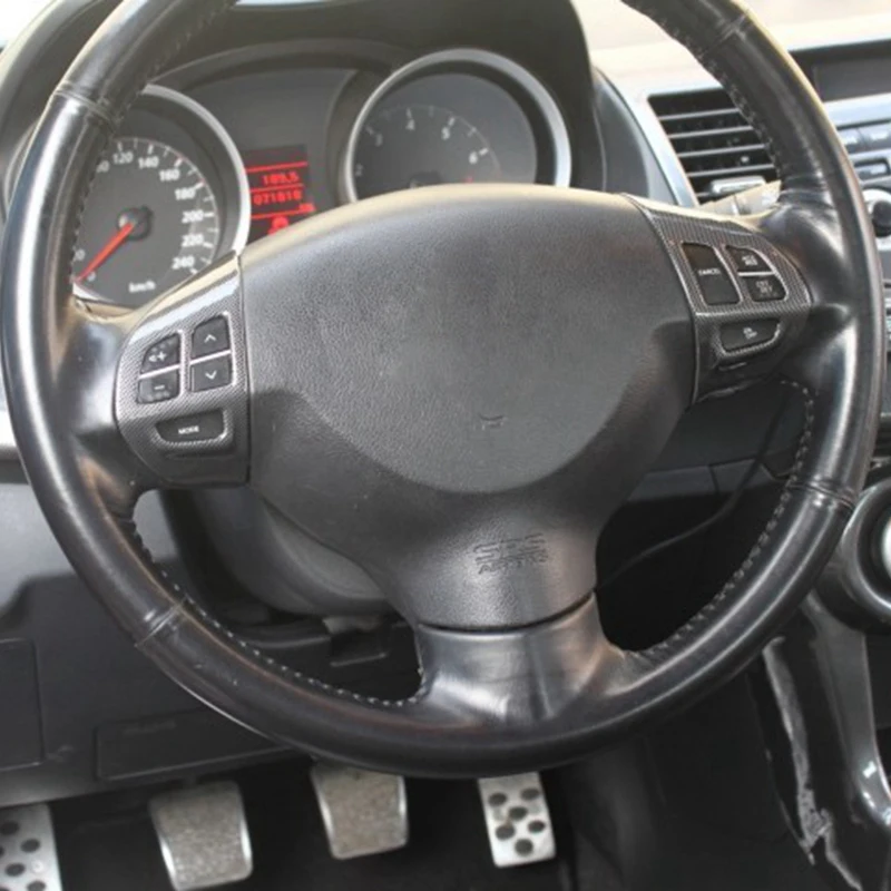 Для Mitsubishi Lancer 2010 2011 2012 LHD панель рулевого колеса из углеродного волокна отделка рамы управления интерьерные автомобильные аксессуары 2 шт