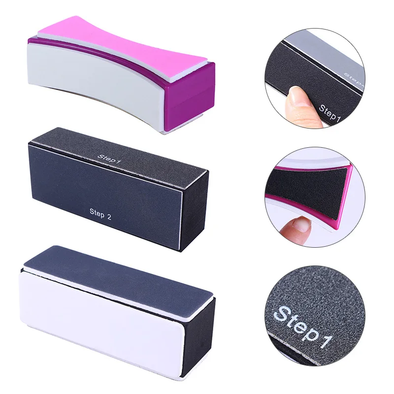 

1 Pc 4-sides Black Pink Curve Nail Buffer Sanding Sponge Block Shaping Grinding Polishing File Manicure Nail Art Tool