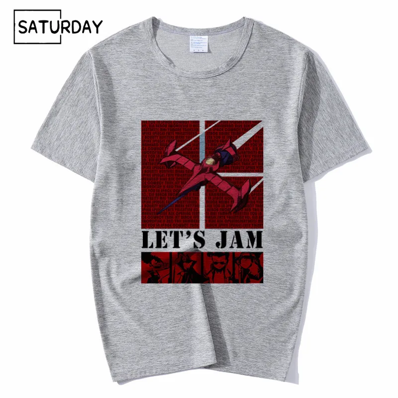 Anime Cowboy Bebop Print Tshirt Men/women Casual Short Sleeve O-Neck Summer Grey T Shirt Unisex Graphic T-Shirt Men's Streewear | Мужская