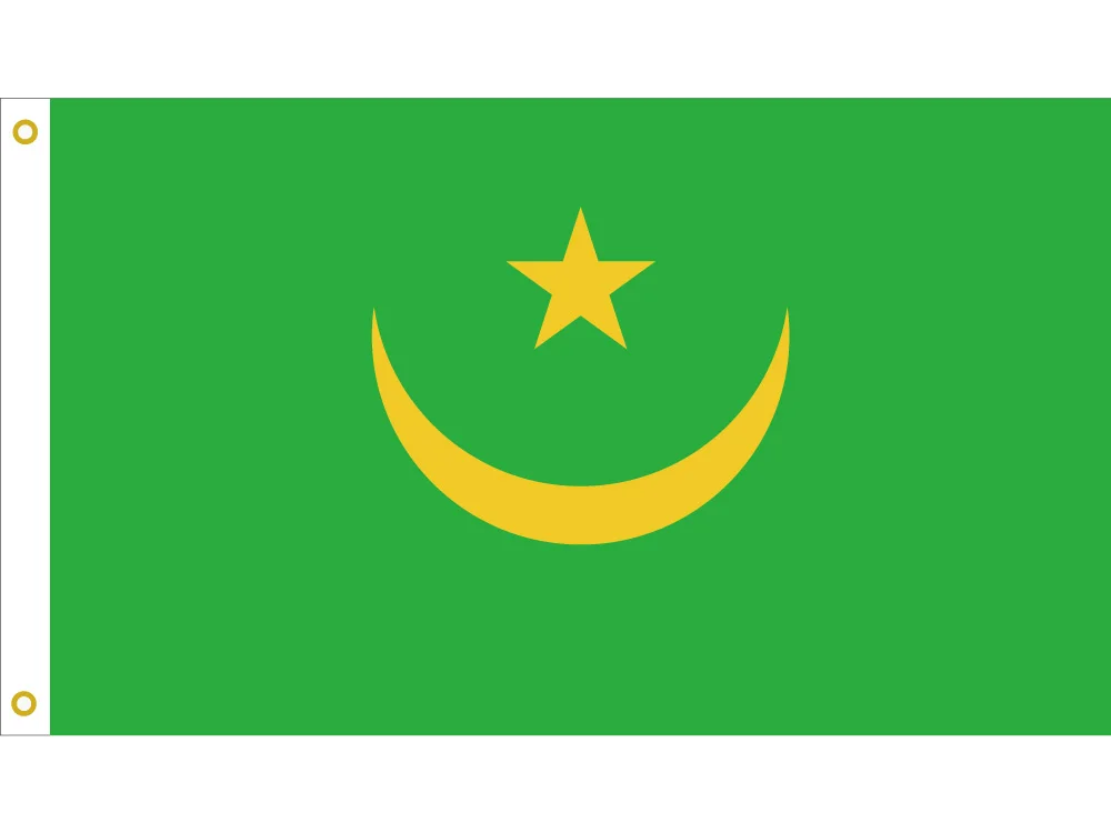 

90*150cm/60*90cm/40*60cm Flying hang flag 15*21cm hand flag Mauritania National Flag 3x5ft Banner Brass Grommets