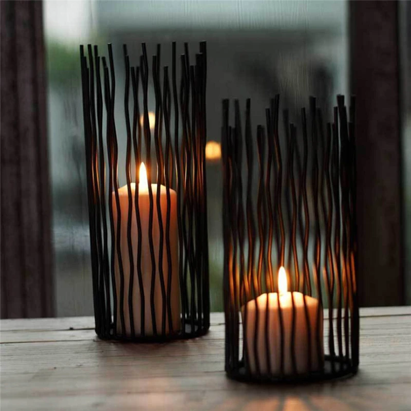 

Black Bohemian Style Metal Desk Stand Candle Holders Wedding Candlestick Morocco Tealight Holder Home Decoration