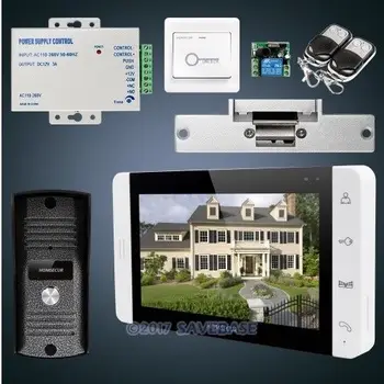 

HOMSECUR 7" Wired Video&Audio Smart Doorbell Electric Strike Lock Set Included L1:TC031 Camera+TM703-W Monitor(White)+lock