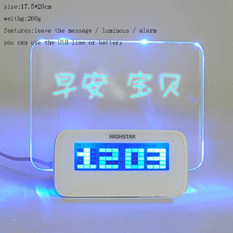 Креативный квадратный флуоресцентный оставьте доску для сообщений Пластиковые Цифровые настольные часы температура Звук светодиодный Despertador друг подарки