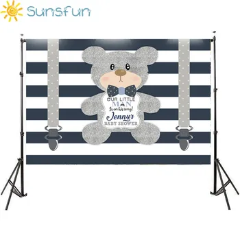 

Sunsfun Little Man Mustache Bear Birthday Baby Shower Photo Studio Background High Quality Computer Print Party Backdrop