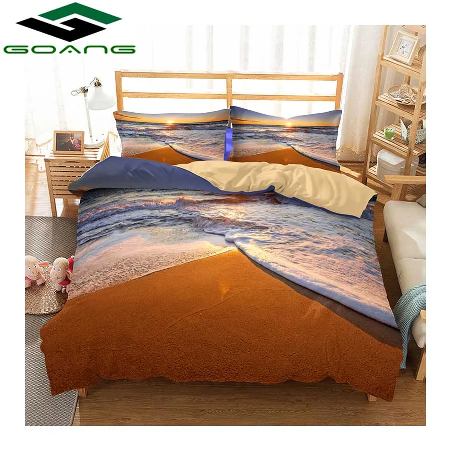 GOANG 3d bedding set setting sun scenery bed linen duvet cover bed cover set pillow case twin bedding set luxury home textile - Цвет: Цвет: желтый