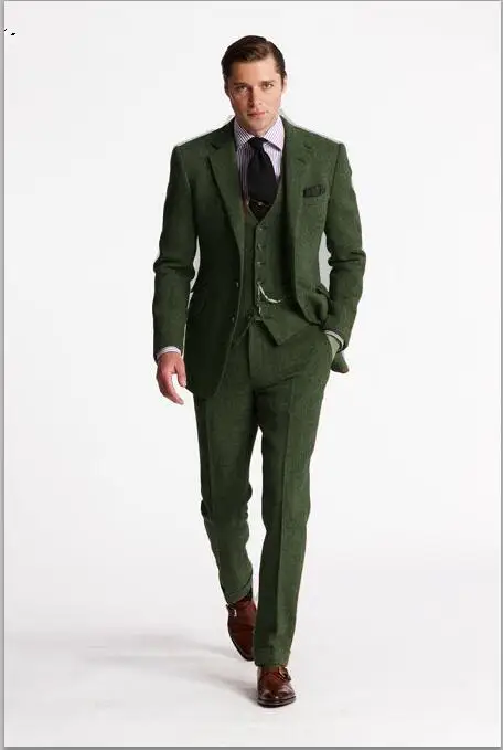 Green tweed wedding suit Clearance