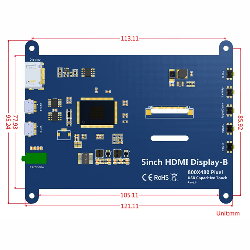 5 дюймов 800x480 HDMI 5-точечный сенсорный емкостный ЖК-экран с экранным меню для Raspberry Pi 3 B+/PC/microsoft Xbox360/SONY PS4