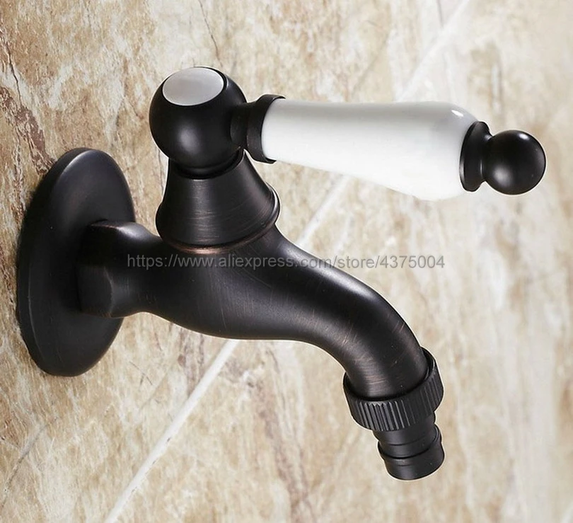 

Retro Black Brass Washing Machine Faucet Bathroom Mop Small Tap Cold Water Wall Mount Garden Faucet Nav116