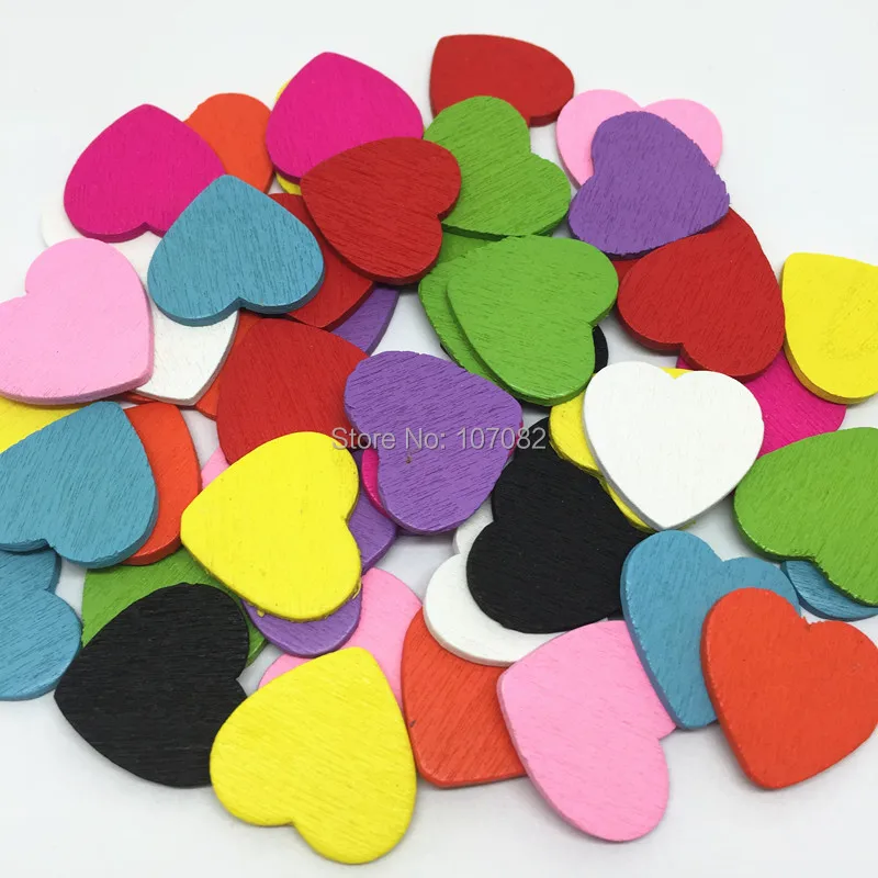 

1000pcs 18MM Mixed Wooden Heart Embellishments Wedding Shabby Chic Crafts Chips Wedding Cardmaking Scrapbooking Table Scatters