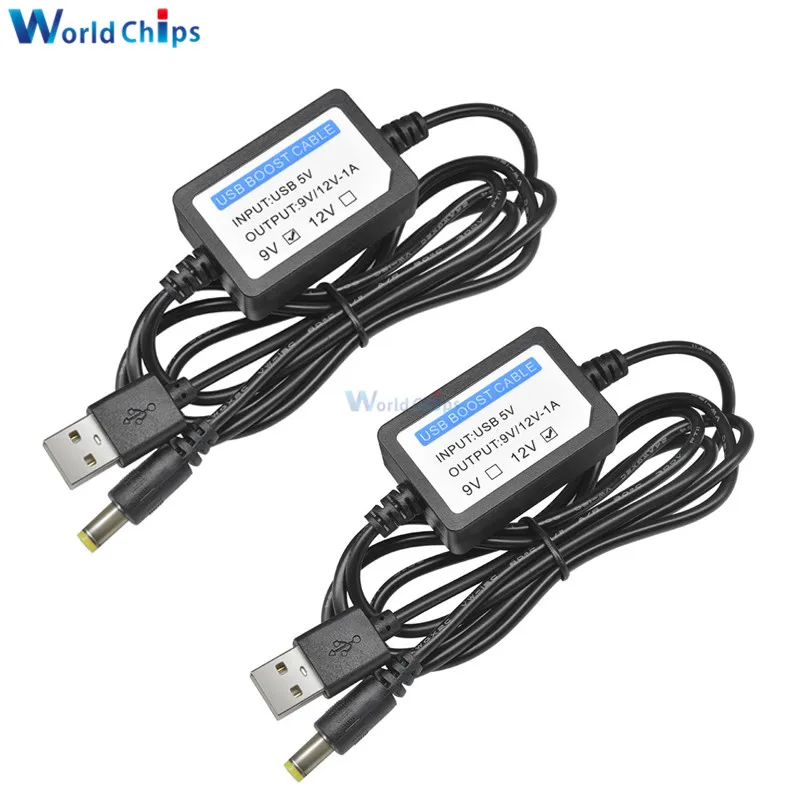 USB зарядка Мощность Boost кабеля DC 5V DC/DC 9V/12V 1A 2 1x5 5 мм шаг вверх модуль