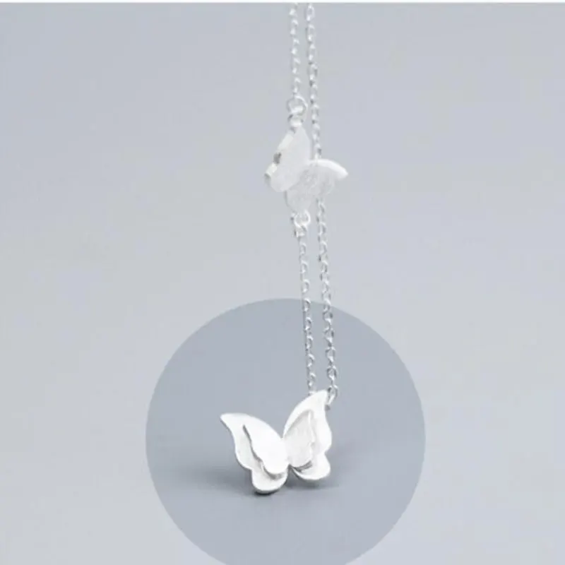 925 пробы Серебряная бабочка ключица цепочка ожерелье для женщин Девушка друг подарок S-N218