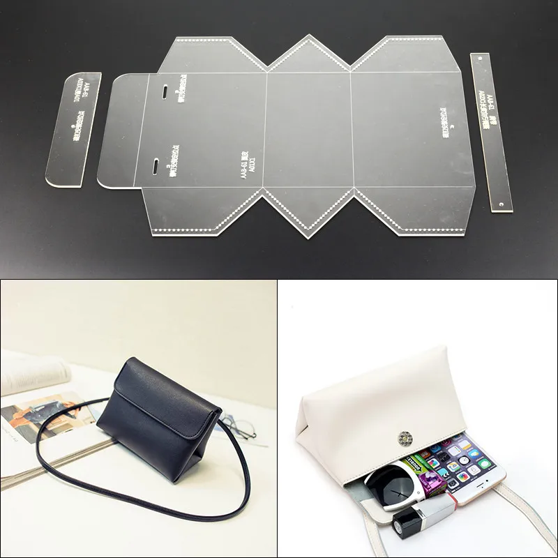

1 Set Design Acrylic Pattern PMMA Cutting Template Leathercraft Model for DIY Women Messenger Bag Female Clutch Crossbody Bag