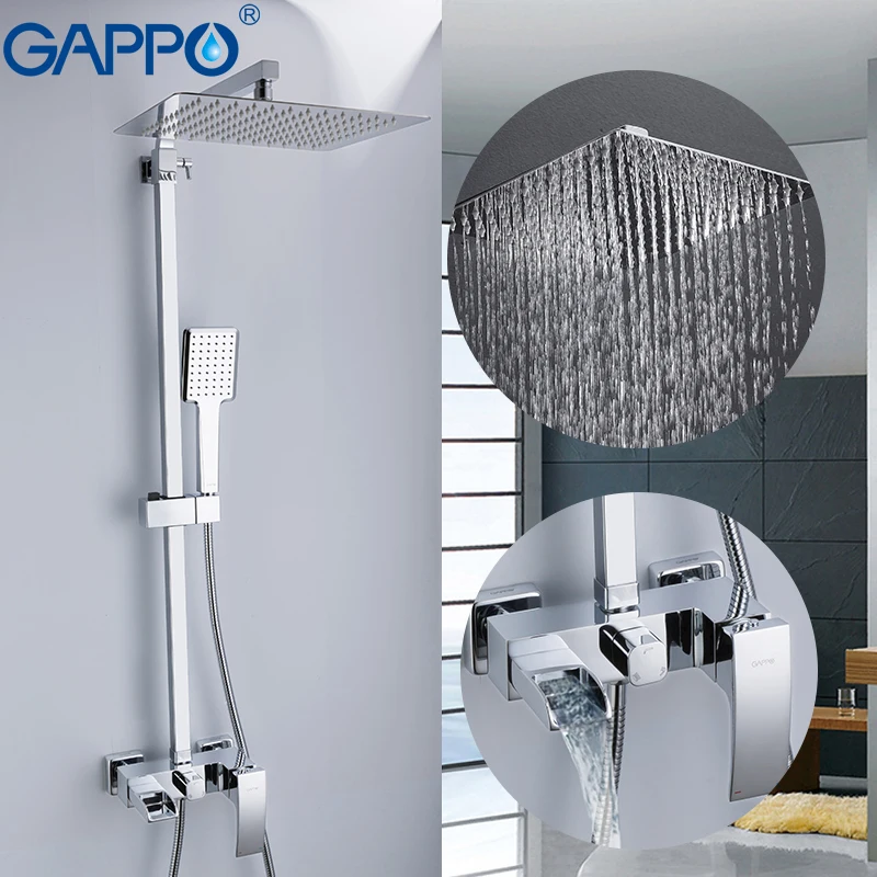 GAPPO Shower System Bathroom Shower Set Faucet Taps Bath Mixer Bathtub Faucet Set Waterfall Shower Set Chrome Rain Shower Head