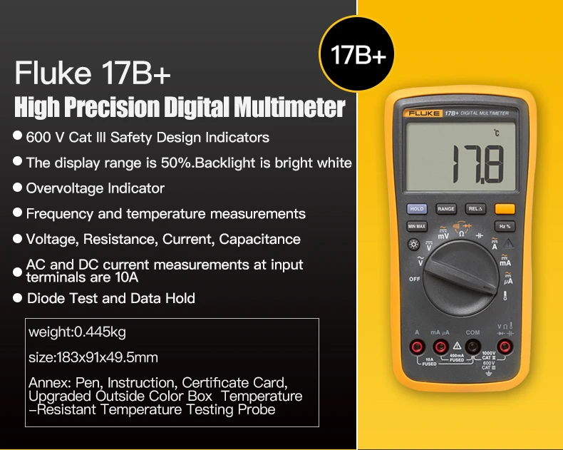 Fluke F15B+ цифровой мультиметр высокоточный автоматический портативный мультиметр