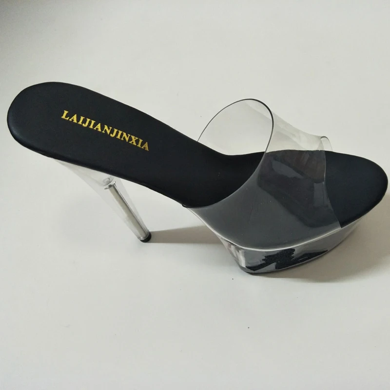 LAIJIANJINXIA/Летняя женская обувь для танцев, вечерние туфли для ночного клуба на высоком каблуке 15 см, тапочки на толстой платформе Обувь для