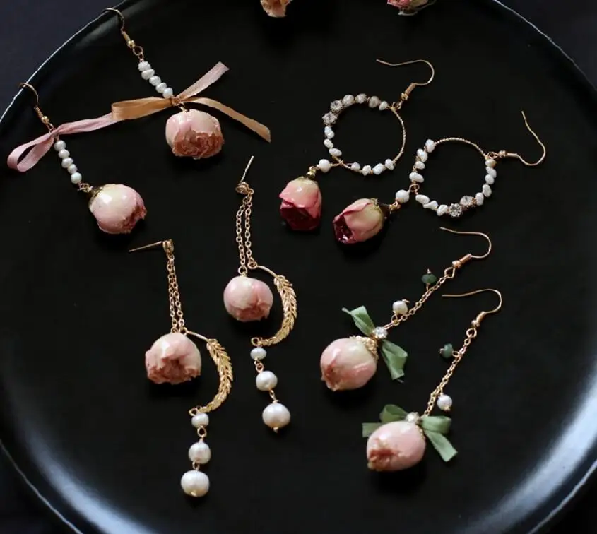 CSxjd натуральный пресноводный жемчуг Роза сухоцветы кулон серьги для женщин Подарки Ювелирные Изделия