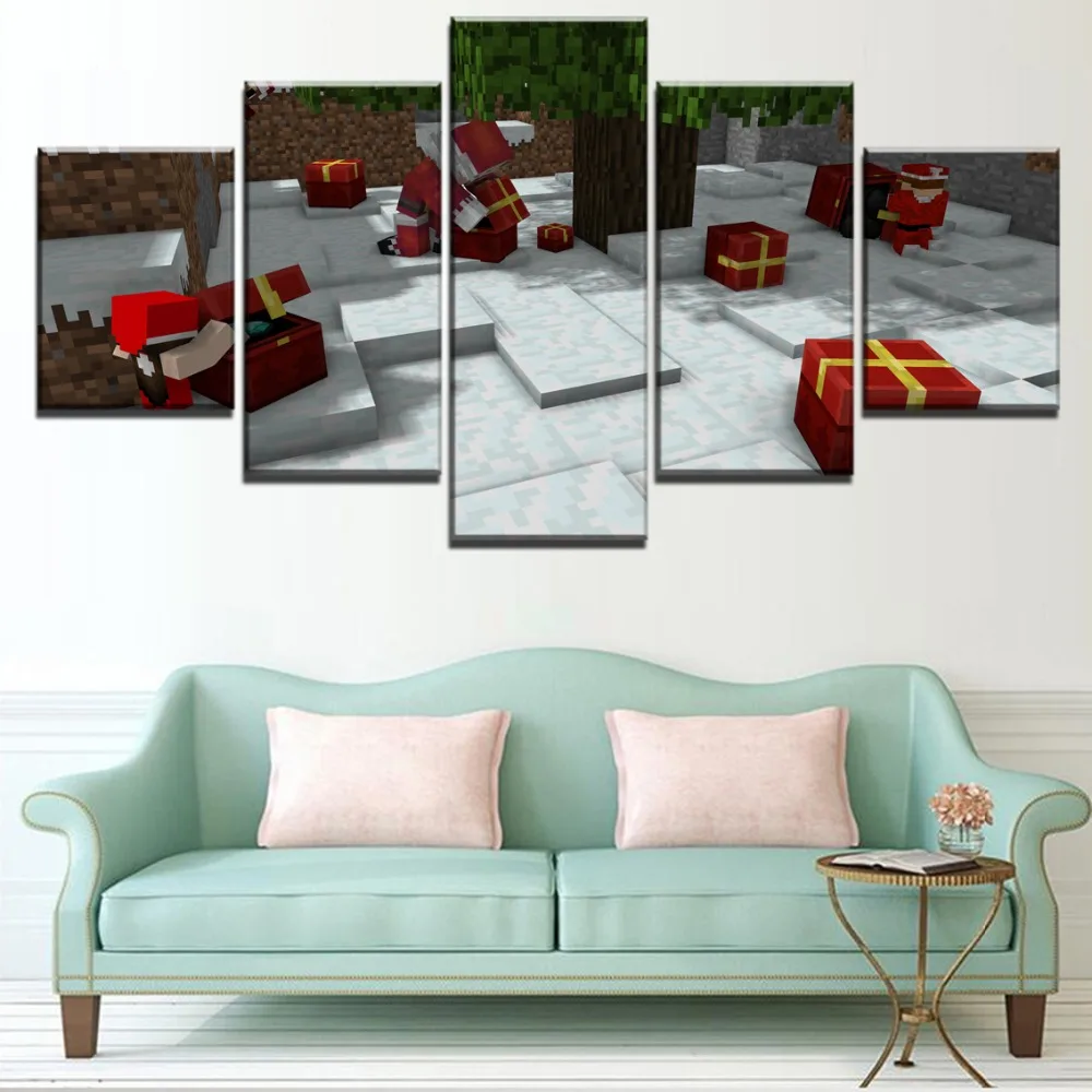 

Top-Rated Canvas Printed 5 Pieces Art Game Minecraft Christmas Modular Picture Modern Wall Home Decorative Framework Chambotrade