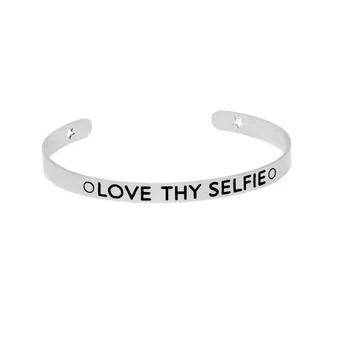 

Fashion Accessories Jewelry engrave Love Thy Selfie Open Cuff Inspirational Bangle Mantra Bracelets Lovers' Gift