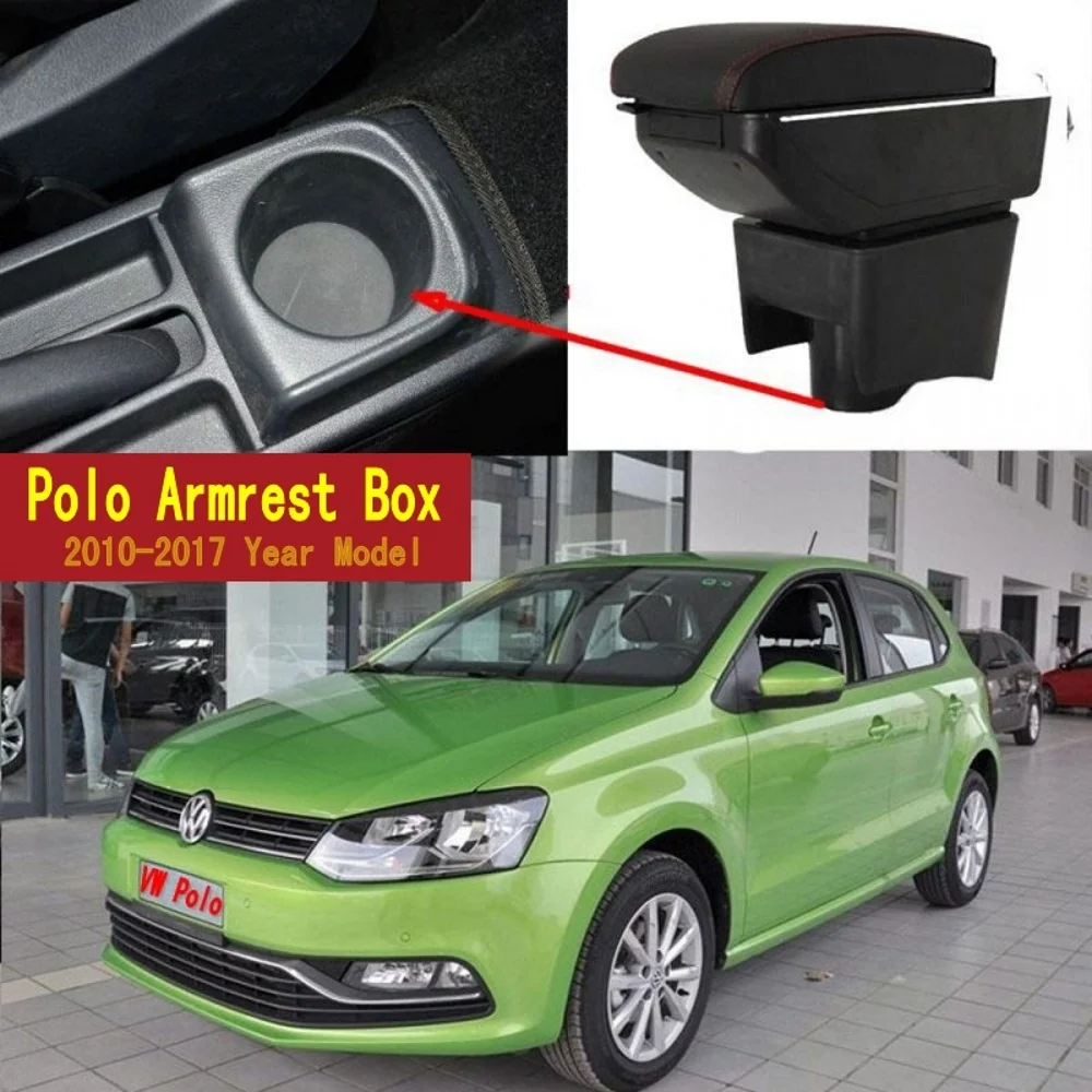 Pour Polo Vento 2010-2017 Accoudoirs Boîte Consoles main avec porte gobelets et cendrier
