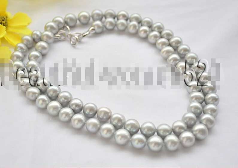

FREE SHIPPING ******* Z7102 12mm gray round Freshwater Cultured pearl necklace 33inch