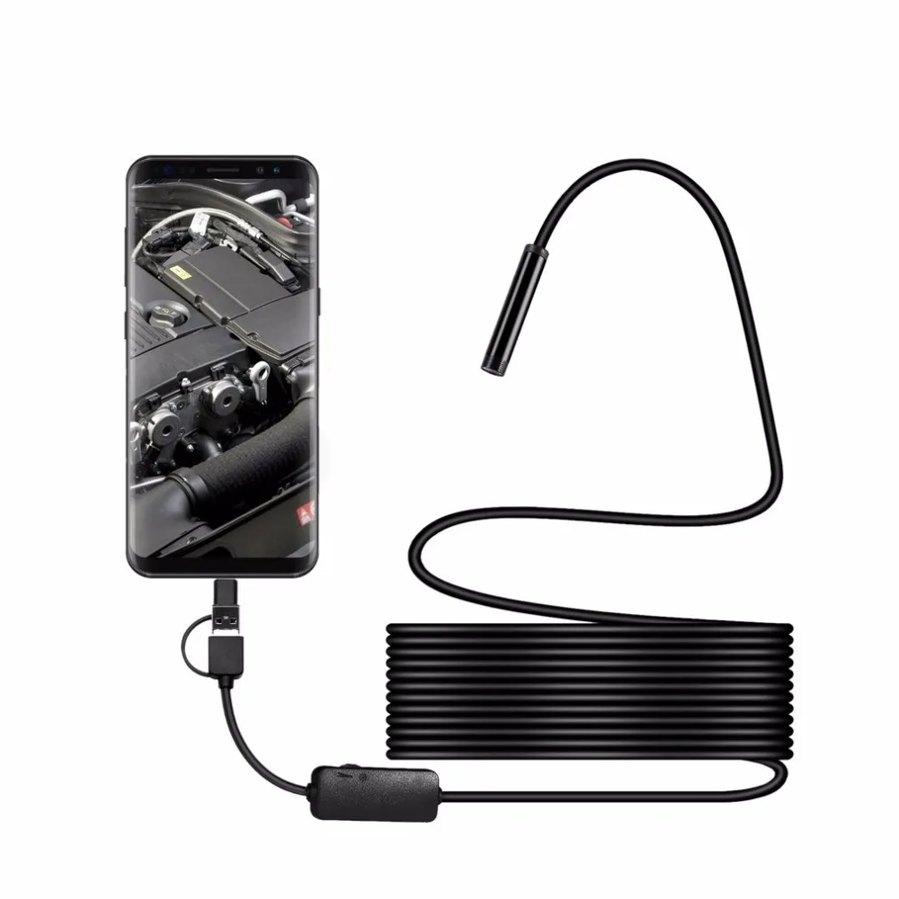 

8MM Micro USB Type-c USB 3-in-1 Computer Endoscope Borescope Tube Waterproof USB Inspection 1200P Video Camera For Android