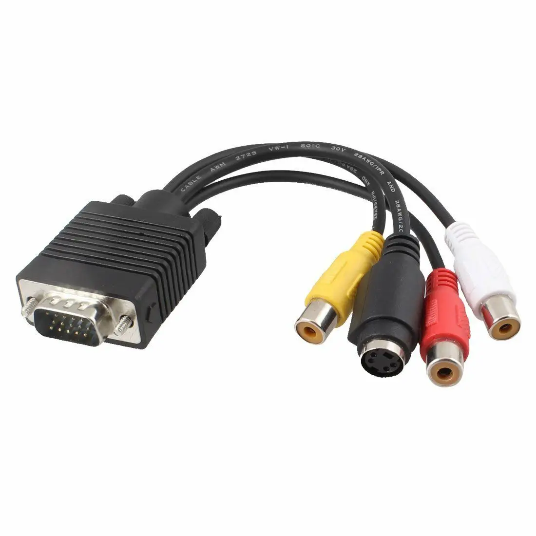 

VGA 15-pin Male to S-Video 4-Pin / 3 RCA Adapter Cable For PC Laptop