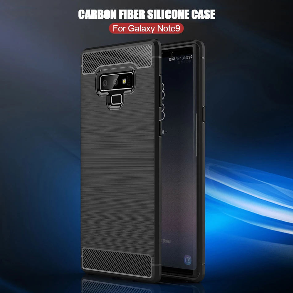 TOMKAS Carbon Fiber Case For Samsung Galaxy Note 9 Soft Silicone TPU Phone Cases Half-wrapped Cover Coque Funda Carcasa Capa  (1)