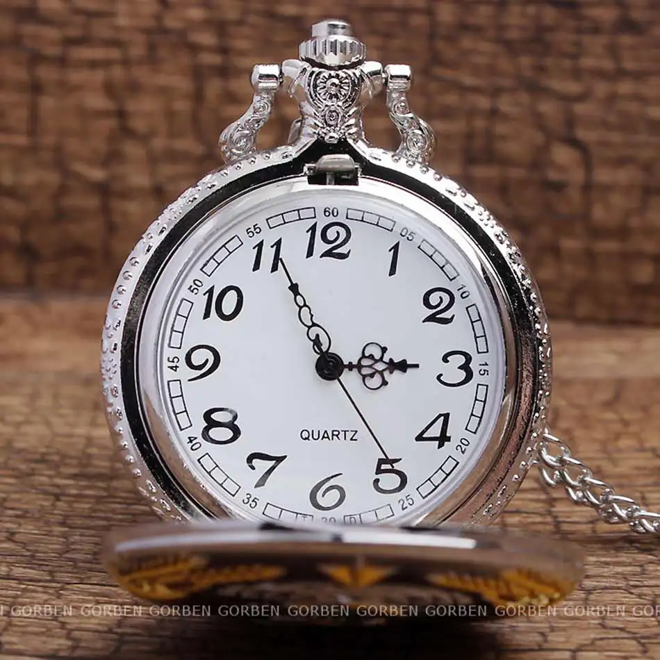 Винтажные Выгравированные значки серп молоток карманные часы ожерелье подвеска цепь часы для мужчин и женщин