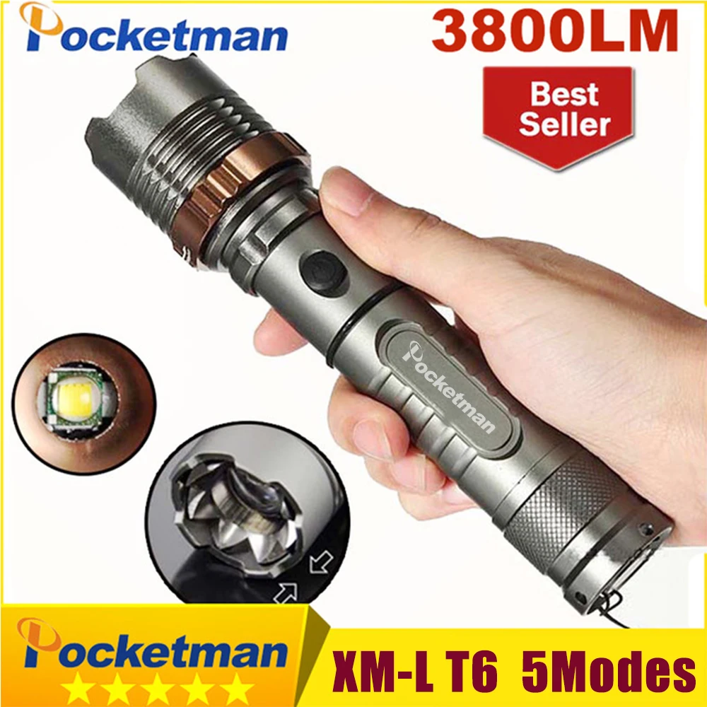 

3800 Lumens XM-L T6 5 modes LED Tactical Flashlight Torch Waterproof Lamp Torch Hunting Flash Light Lantern For Camping z93
