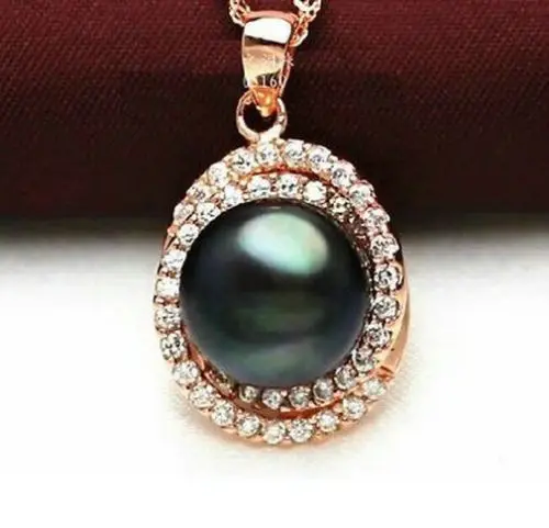 

Free shipping@@@@@ HUGE AAA 10-11MM SOUTH SEA BLACK TAHITIAN PEARL PENDANT