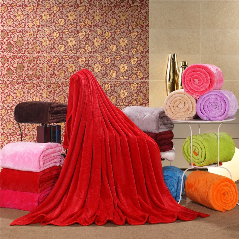 Modern Style Of The Big Red Solid Color Blankets Soft Shellfish