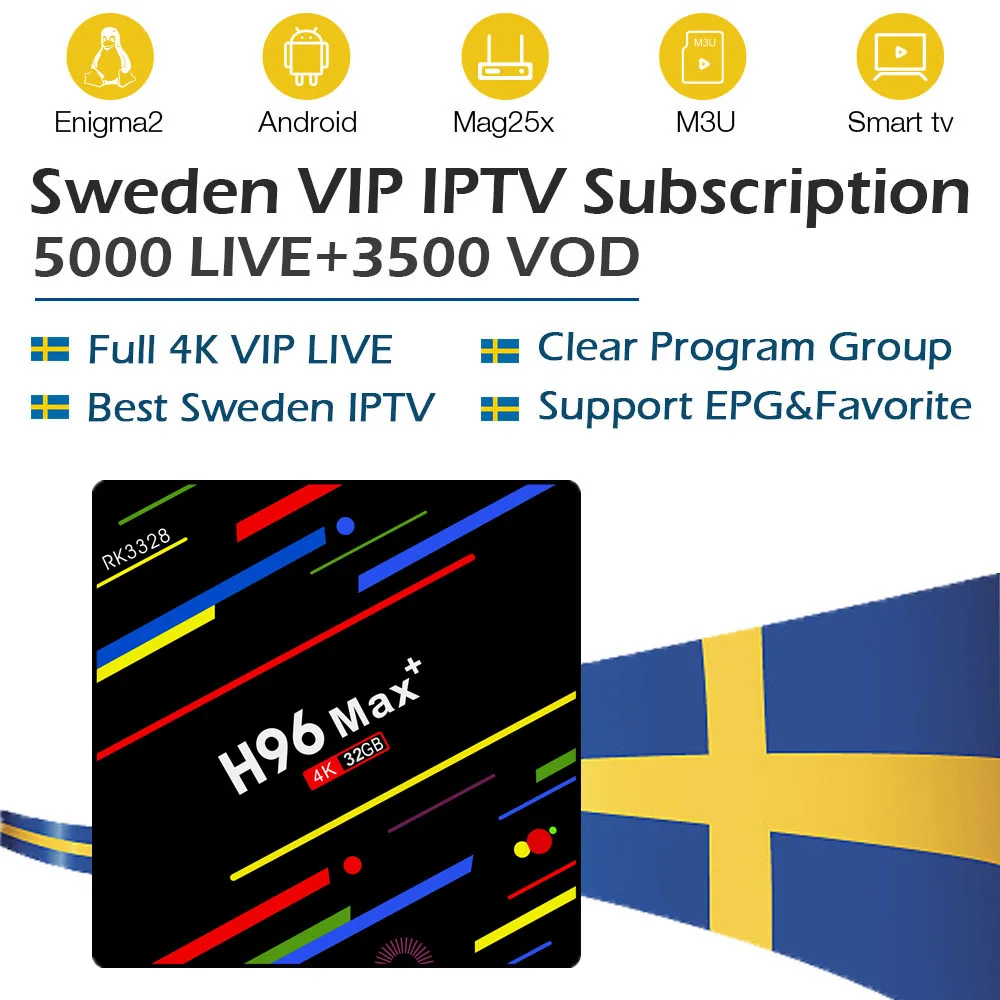

Sweden iptv for H96 MAX+android 8.1 tv box for smart tv iptv 5000 live and VOD Belgium UK Germany Dutch Poland Norway iptv free