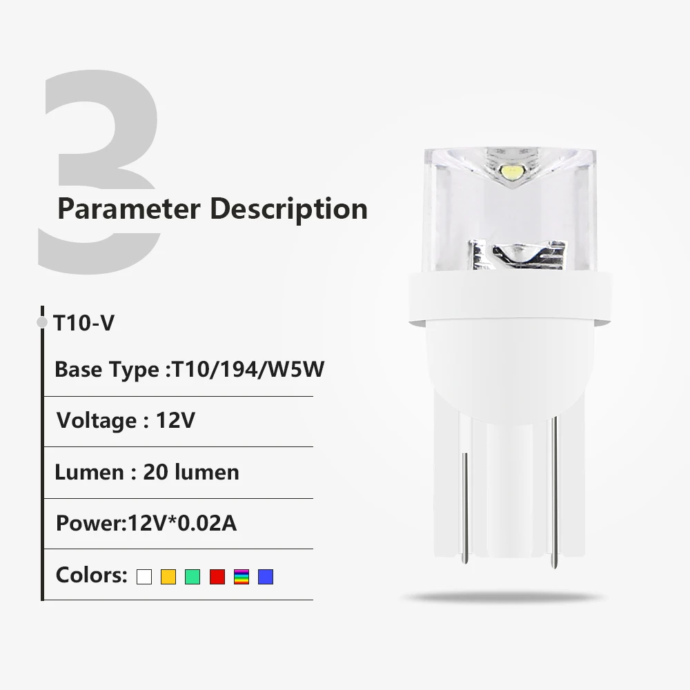 YM E-Bright 1000 шт. T10 светодиодный светильник с клиновидной основой для инструмент приборной панели 12 В постоянного тока синий красный белый зеленый Янтарный RGB микс