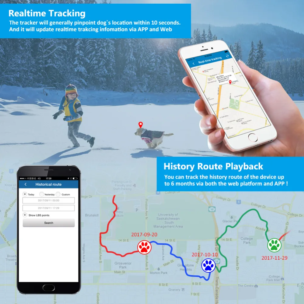 Gps трекер для домашних животных, трекер для собак/кошек, ошейник для питомцев GSM/GPRS, отслеживание в реальном времени, локатор LBS/gps, устройство сигнализации положения