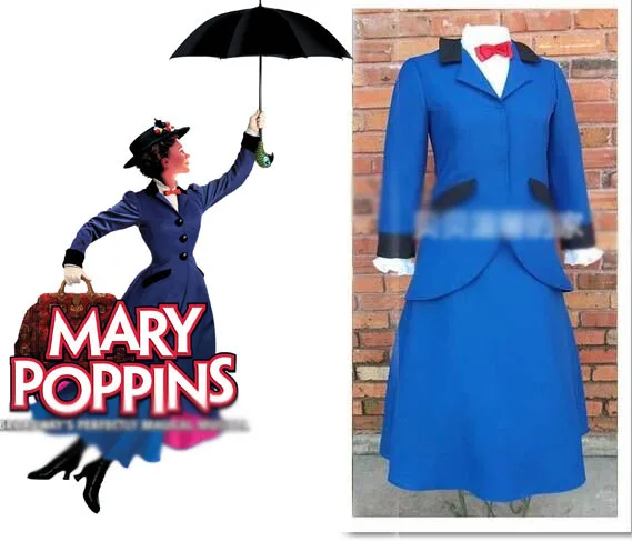 Custimzied Mary Poppins Dress Mary Poppins Cosplay Blue Costume Set 11