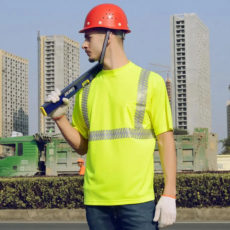 SFVest Round neck work shirt for men women breathable work clothes