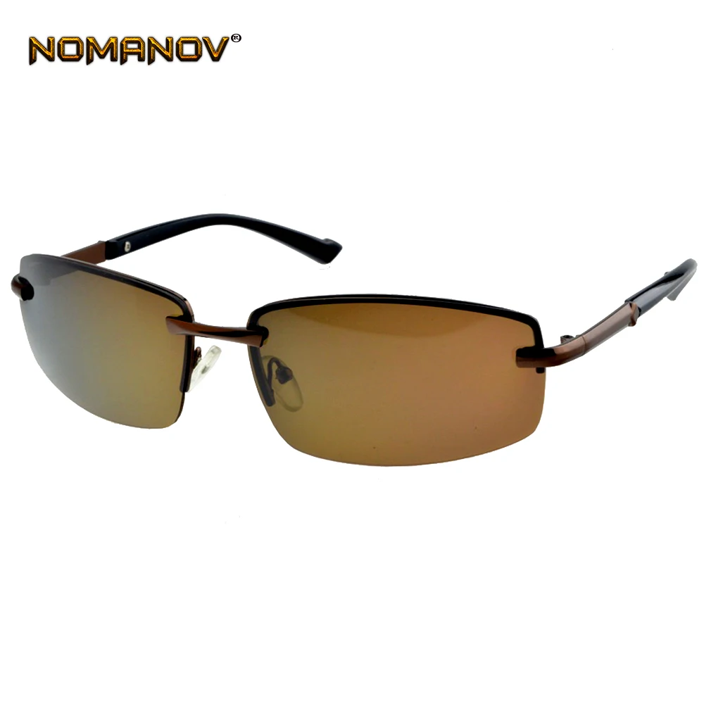 

Nomanov = Alloy Rimless Brown Polarized Sunglasses Uv400 Uv100% Mens Shield Sports Brown Lenses Sun Glasses Outdoor Driving Fish