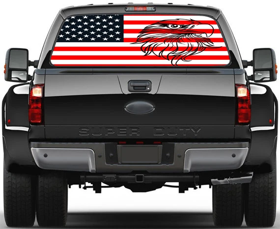 

Creative Rear Window Graphic Decal USA Flag Eagle Pattern Car Truck SUV Wallpaper mural Wall Print Decal Photo Wall Deco